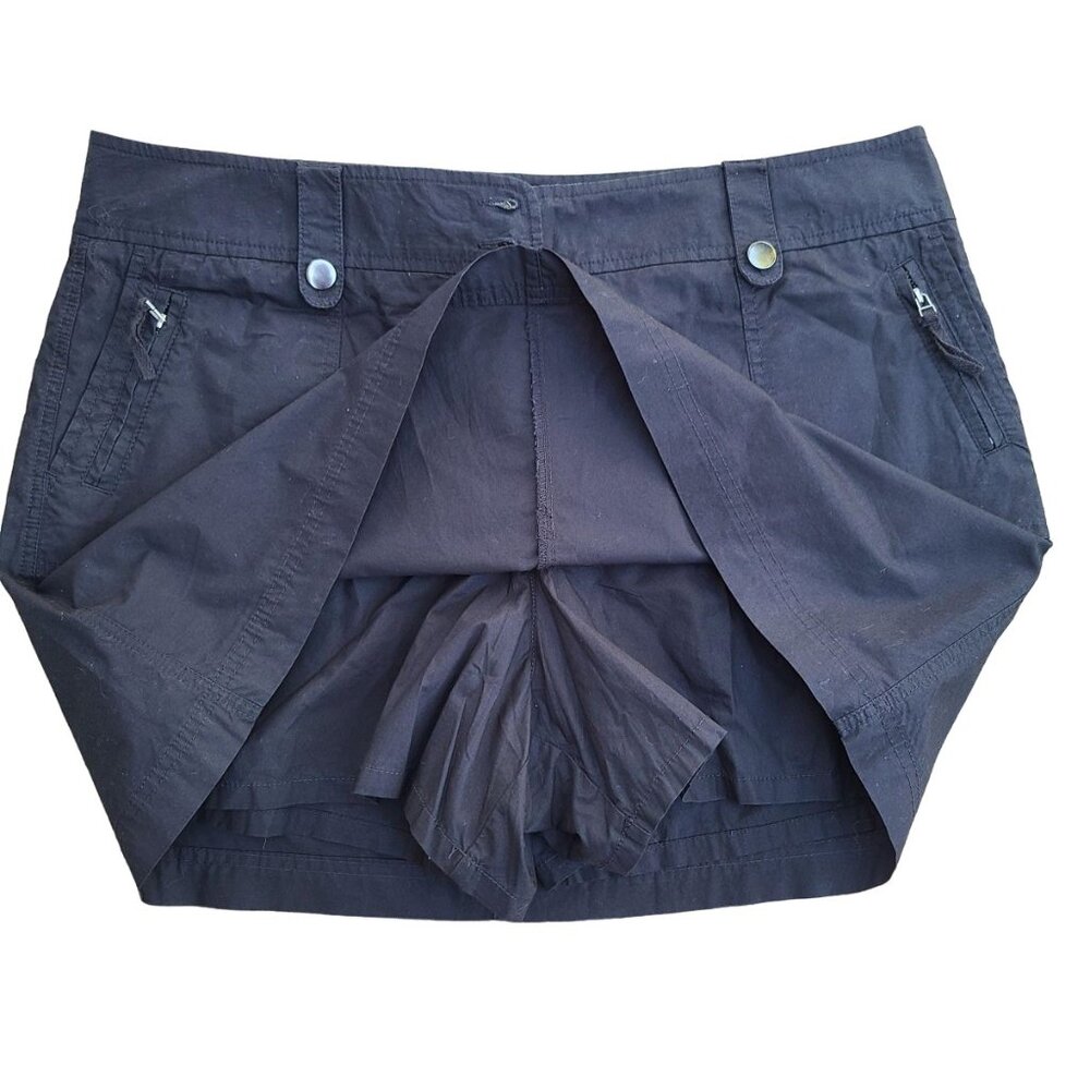 New York & Company Skort Women’s Black Zip Pockets 100% Cotton Size 18